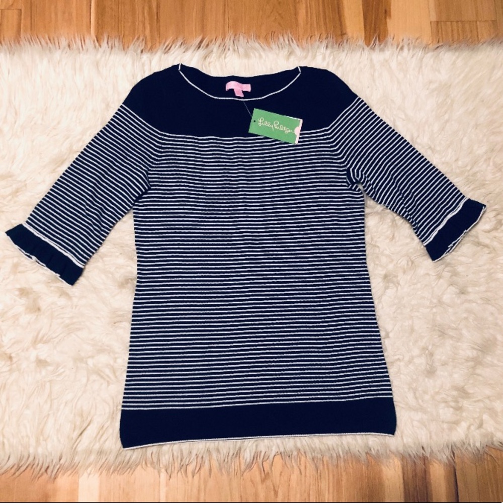 Lilly Pulitzer Navy Saratoga Sweater NEW